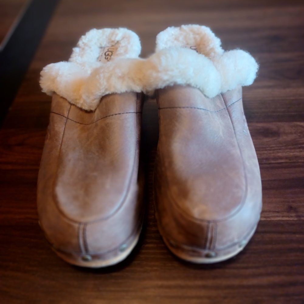 Cozy Brown Shearling Clogs